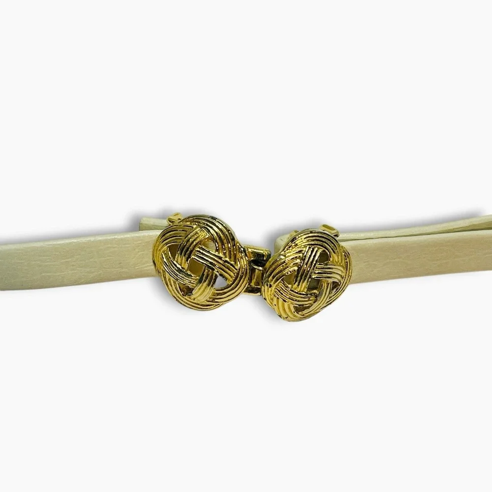 Vintage MIMI Di N Gold Celtic Knot Belt Cream Teal 32-37